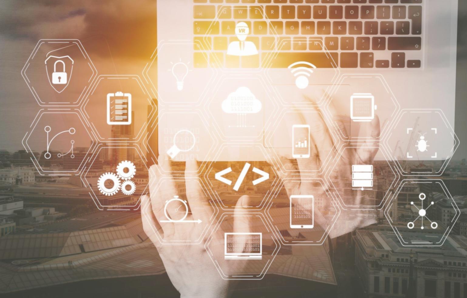 Blockchain development workspace showing our team working on distributed ledger applications